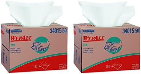 Kimberly-Clark Professional H Wypall X60 Reusable Wipers (34015) in Brag Box, White, 180 Sheets/Box, 2 Box
