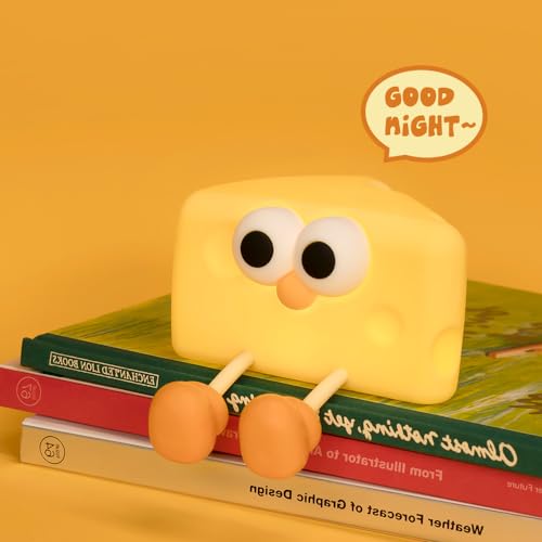 Image of Led Cute Cheese Night Light, Dimmable Nursery Kawaii Lamps, Super Squishy Silicone USB Rechargeable Touch Control Night Lamp for Kids Adults, Used for Camping Party Room Decor (Cheese)