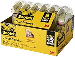 Scotch Double Sided Tape, 1/2 in x 500 in, 6 Dispensered Rolls (6137H-2PC-MP)