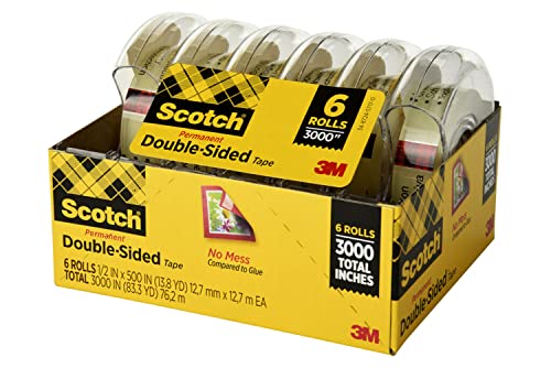 Scotch Double Sided Tape, 1/2 in x 500 in, 6 Dispensered Rolls (6137H-2PC-MP) #1