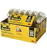 Scotch Double Sided Tape, 1/2 in x 500 in, 6 Dispensered Rolls (6137H-2PC-MP)