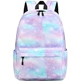 [Mygreen] リュックサック バックパック 小学生 女の子 軽量 通学 旅行 星空柄 撥水素材 (紫&ブルー)