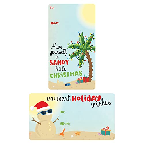Étiquettes cadeaux de Noël tropicales pour des emballages uniques et festifs