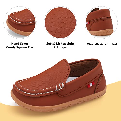 Loafers For Baby Infant Boys Girls Kids Soft Faux Leather Slip On Flat Dress Shoes Moccasins Walking Shoes Newborn Crib Shoes For Casual Daily Uniform Wedding Toddler 6 Brown #TOP1