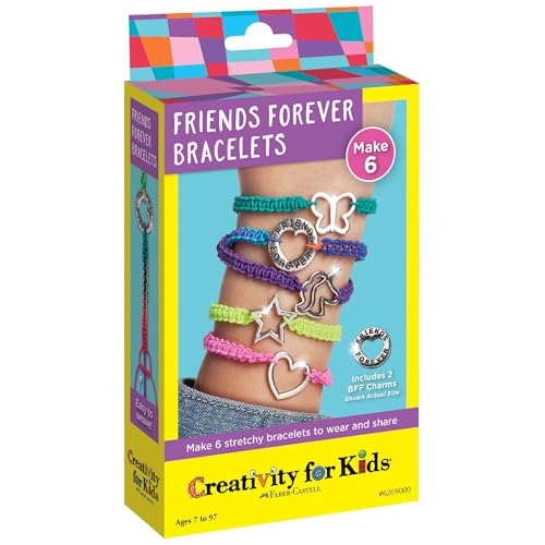 Creativity for Kids Friends Forever Bracelet Craft Kit - Create DIY 6 Friendship Charm Bracelets - Complete Kids Jewelry Kit, 6269000