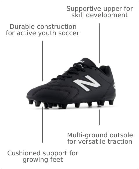 New Balance Kid's 442 Club Jnr MG V3 Soccer Shoe, Black 100/Nb 103 White, 2 Little Kid by New Balance - Used condition - Image 2