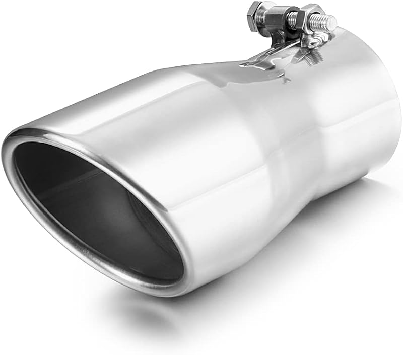 Ponteira de escapamento A-KARCK em aço inoxidável polido, entrada 6,35 cm e saída 8,89 cm – 1 unidade