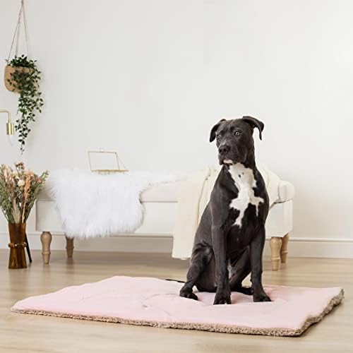 Brentfords Sherpa Pet Dog Blanket Soft Large Fluffy Warm for Small Dog Puppy Cat Kitten Washable Sofa Mat Throw Over Indoor Plush Fleece, Blush Pink - 75 x 110cm