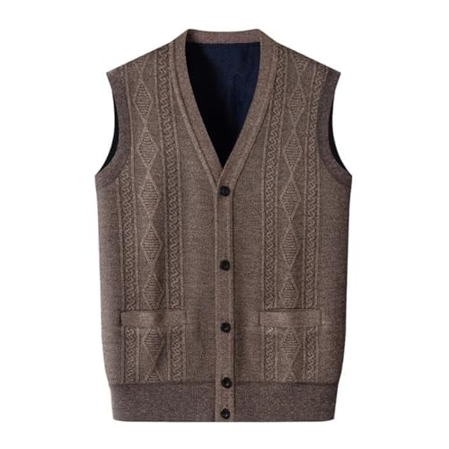 Men's V-Neck Sleeveless Knitted Sweater Vest Solid Color Argyle Pattern Cardigan Waistcoat2