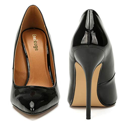 Enelauge Women's Stiletto Pointed Toe Slip On High Heel Zapatos Ladies Wedding Party Pumps Plus Size4