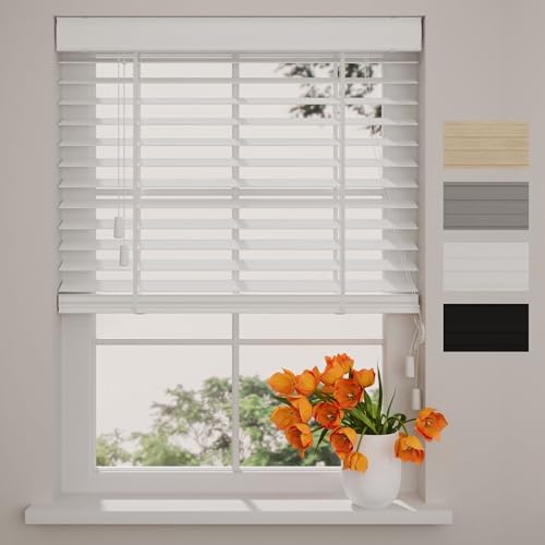 DTCH® Bambus Jalousie innen weiß 140 x 175 cm, 50mm Lamellen aus Bambus Holz, Breiten von 50 bis 250 cm erhältlich, innenjalousie, Fenster jalousien