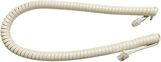 The VoIP Lounge 12 Foot Handset Receiver Curly Cord for Landline Phone Light Ivory Color