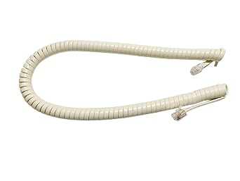 The VoIP Lounge 12 Foot Handset Receiver Curly Cord for Landline Phone Light Ivory Color