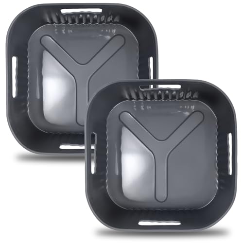 20CM Molde Silicona Freidora de Aire, 2PCS Cuadrado Accesorios Freidoras de Aire para COSORI 4,7L, Cecotec 5,5L, Moulinex 5L, Reutilizable Accesorios Freidora sin Aceite en lugar de Papel de Horno