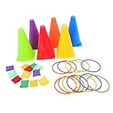 minkissy Outdoor Wurfspiel Set mit Soft Plastik Kegeln Sandsäckchen und Wurfringen...