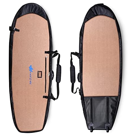 Wave Tribe Hemp Surfboard Travel Bag - 7'6 Shortboard Surfboard Bag, Fits 3-4 Boards, 20mm Padding, YKK Zipper, Multiple Pockets, Keeps Boards Cool, Easy Carry Straps, Rated as Best by ESPN, Brown Cover