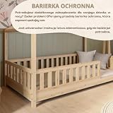 Crazy Pine Łóżko domek Crazy House 200 x 120 cm – Łóżko dziecięce z naturalnego drewna z odkręcaną barierką – Łóżko Montessori