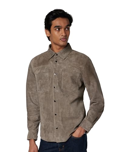 [BLANKNYC] Mens Luxury Clothing Suede Shirt Jacket, Comfortable & Stylish Shacket, Grey, Medium