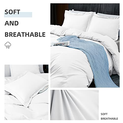 Bbangd Full Duvet Covers - Ultra Soft And Breathable Bedding Comforter Sets Washed Microfiber 3 Pieces With Zipper Closure Duvet Cover And 2 Pillow Shams (White) #TOP1