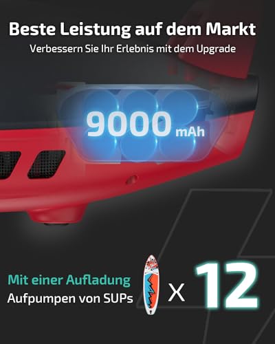 Swonder Seawolf SUP-Pumpe 9000mAh Akku, Doppelkolben, Kajak und Paddelboard