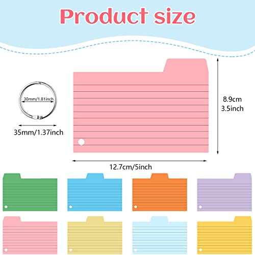 400 Pcs Colored Index Cards, 3X5 Inches Ruled Index Cards With Ring Blank Flashcards Lined Index Cards Heavy Note Cards For Studying Office Home School Supplies #TOP1