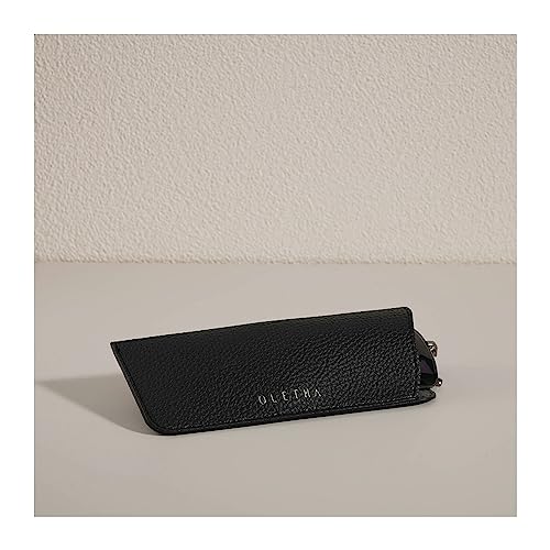 OLETHA Aesthetic Soft Glasses Case, Slim Travel Pouch for Sunglasses Eyeglasses Readers, Black