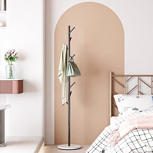 Doorxifo Black Coat Racks, Metal Coat Rack Freestanding With Hooks, Entryway Coat Rack Stand, Coat Racks With Marble Base, Coat Tree For Hanging Clothes, Hats, Bags #TOP4