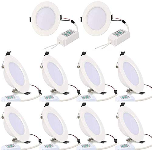 Black Friday Sale 2022 [Pack of 10] 15W 4Inch Slim LED Recessed Lighting, Derlights Dimmable Downlight 105W Replacement, 1500LM, 6000K Daylight White, Ceiling Recessed Fixture, Simple Retrofit Installation