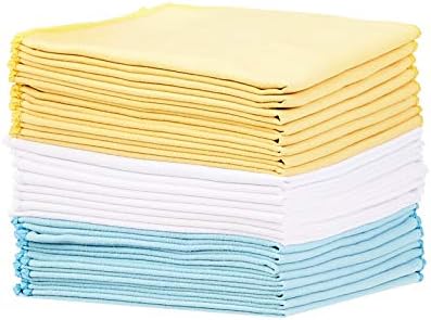Amazon Basics Blue, Yellow and White Suede Cleaning Cloth, 24-Pack