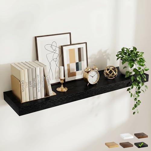 55 Inch Long Floating Shelves for Wall Set of 1, 12"D Wood Grain Shelves