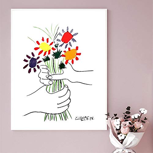 Impression sur Toile Picasso Bouquet 1958 de Qualité Galerie pour Décoration Murale Chic