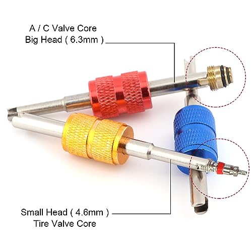 Image of 8 pcs Tire Valve Core Removal Tool Set, Single and Double Heads Valve Stem Core Remover Tire Repair Tool for Quickly Remove or Install the Car Air Conditioning and Tire Valve Core(Multicolor)