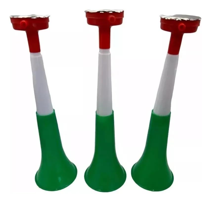 Corneta Tricolor Deportiva, 29 cm, Paquete de 10 Piezas