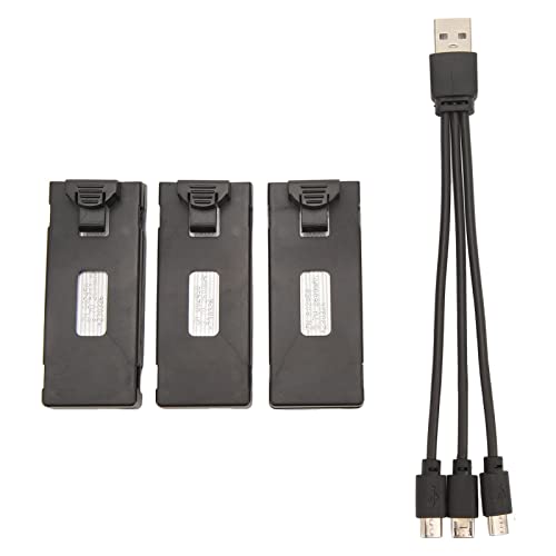 Akumulator do Drona RC, 3,7V 2600mAh, Zestaw 3 Baterii Litowych z Kablami do Ładowania, Kompatybilny z E88 E88Pro LS E525 E525Pro