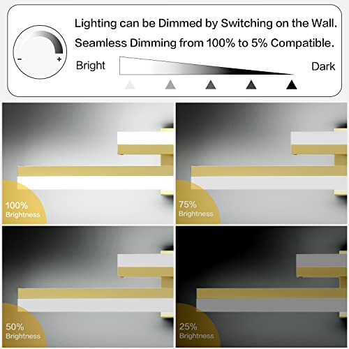 PRESDE 40inch Modern LED Bathroom Vanity Light Fixtures Over Mirror Brushed Gold Vanity Lighting(Cold White 6000K)