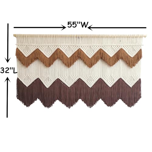 Tapeçaria de parede de macramê grande, 139 cm L x 81 cm C decoração de parede boho para entrada urba