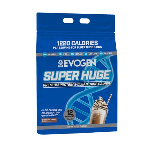 Evogen Super Huge Mass Gainer Protein Powder | 50g Protein, Chocolate Shake | High Calorie Weight Gainer for Men & Women with Carbs & Nutrients | Strength & Weight Gain Support