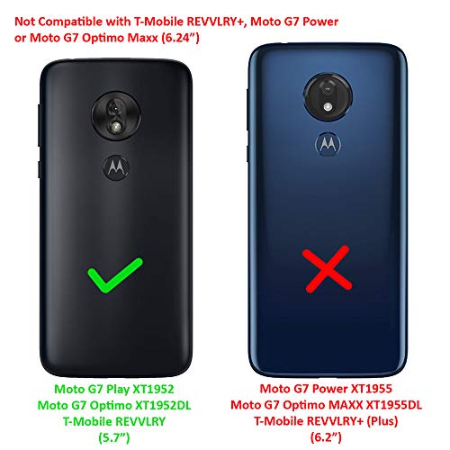 Z-Gen - Compatible With T-Mobile Revvlry, Moto G7 Play, G7 Optimo Xt1952/Dl - Denim Fabric Flip Wallet Phone Case - Ct5 Gray/Navy Blue #TOP1