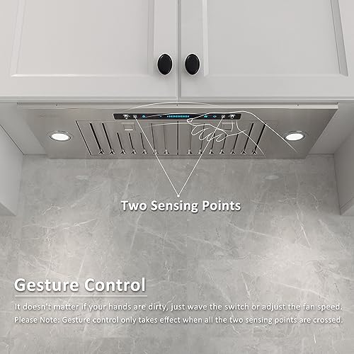 Iktch 36 Inch Built-In/Insert Range Hood 900 Cfm, Ducted/Ductless Convertible Duct, Stainless Steel Kitchen Vent Hood With 4 Speed Gesture Sensing&Touch Control Panel(Ikb01-36) #TOP2