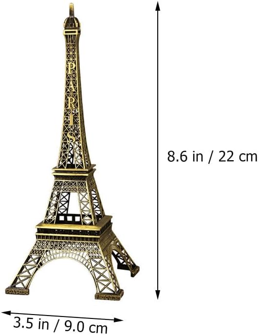 HOMSFOU Vintage Eiffel Tower Model 3D Architectural Craft Alloy Figurine Desktop Decor Landmark Ornament Gift