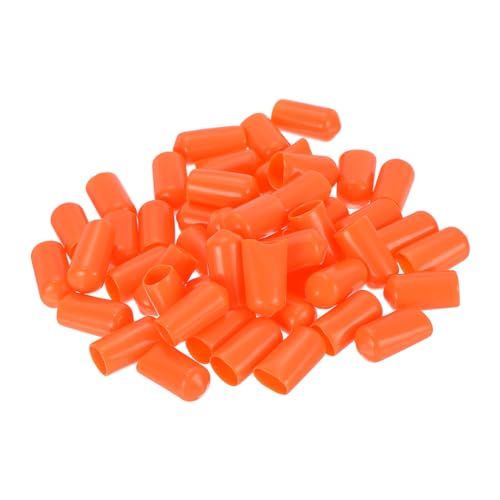 uxcell 50pcs Rubber End Caps 10mm ID Vinyl Round Tube Bolt Cap Cover Screw Thread Protectors Orange, 0.4 inch