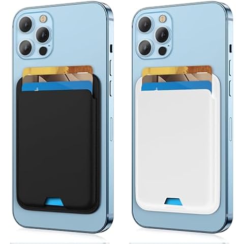 [2 Pack] Magnetic Phone Wallet Card Holder Compatible with Apple MagSafe Wallet for iPhone 16 Pro Max/16 Pro/16 Plus/16 15 14 Model, Mag Safe 3 Wallet for iPhone 16 15 14 13 12 Series, Black&White Cover