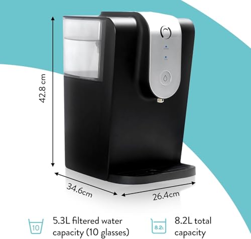 Aqua Optima Lumi Chilled Water Dispenser with 6 Evolve+ Filter Cartridges - Reduces Limescale, Microplastics, Chlorine & Lead - 8.2L Countertop Cooler for Home & Office - Image 8