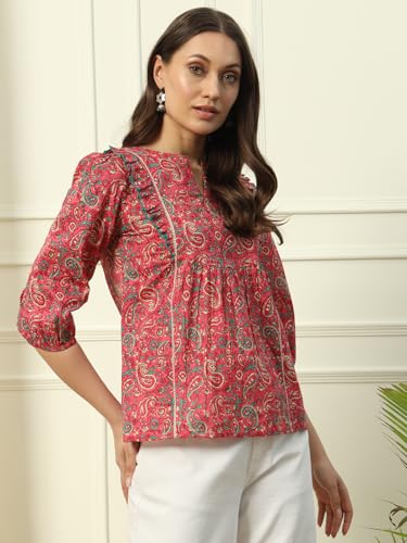 Image of FIORRA Women's Cotton Regular Fit Top