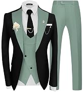 Wangyue Men's Double Breasted Tuxedo Suit 3-Piece Slim Fit Sets for Wedding Prom