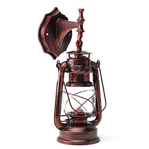Image of Wall Sconces, Retro Antique Vintage Rustic Lantern Lamp Wall Sconce Light Fixture (Red Bronze - 1 Pcs)