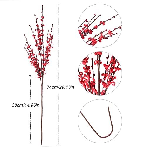 Starryle 10Pcs 29.5'' Red Artificial Flowers For Spring Decor Fake Jasmine Flowers Faux Red Flowers For Home Farmhouse Living Room Office Table Wedding Floor Vase Diy Decoration #TOP2