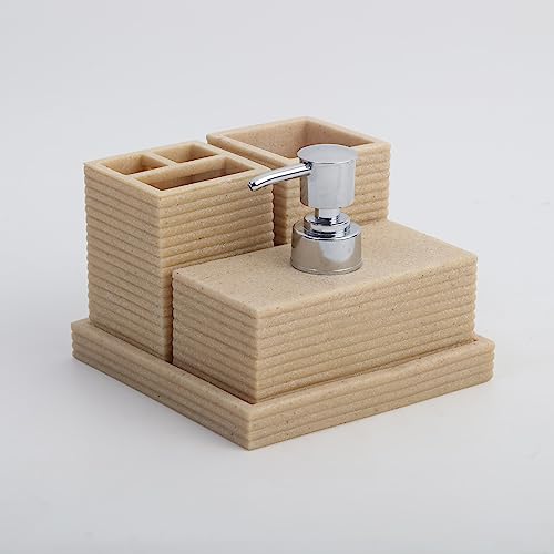 Image of Home Centre Derby 4Pcs Ribbed Polyresin Bathroom Set