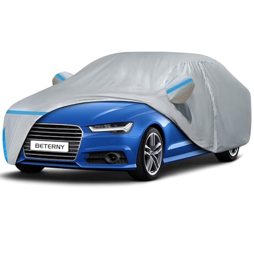 Image of Car Covers for 2004-2025 Audi A6 /S6, Waterproof Custom-fit All Weather Sun Rain UV Dust Snow Protection Outdoor A6 Full Car Cover with Door Zipper and Cotton Lining-Gray