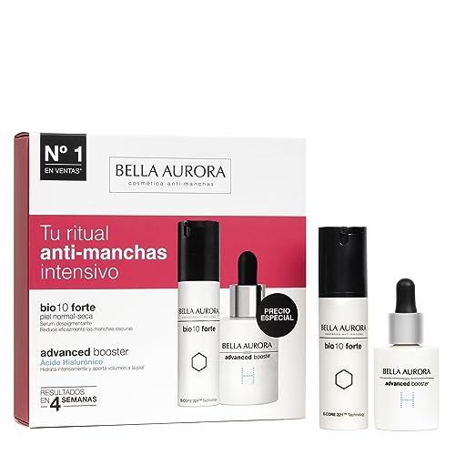 BELLA AURORA - Pack Antimanchas Intensivo, Bio10 Forte Piel Seca 30 ml + Advanced Booster Ácido Hialurónico 30 ml, SPF20, Tratamiento Antiarrugas, Antioxidante e Hidratante
